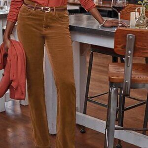 J.Jill High Rise Corduroy Bootcut Jeans in Washed Chestnut Brown